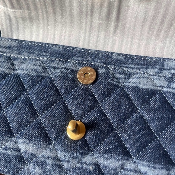 Quilted Blue Denim Shoulder Bag - Picture 4 of 6